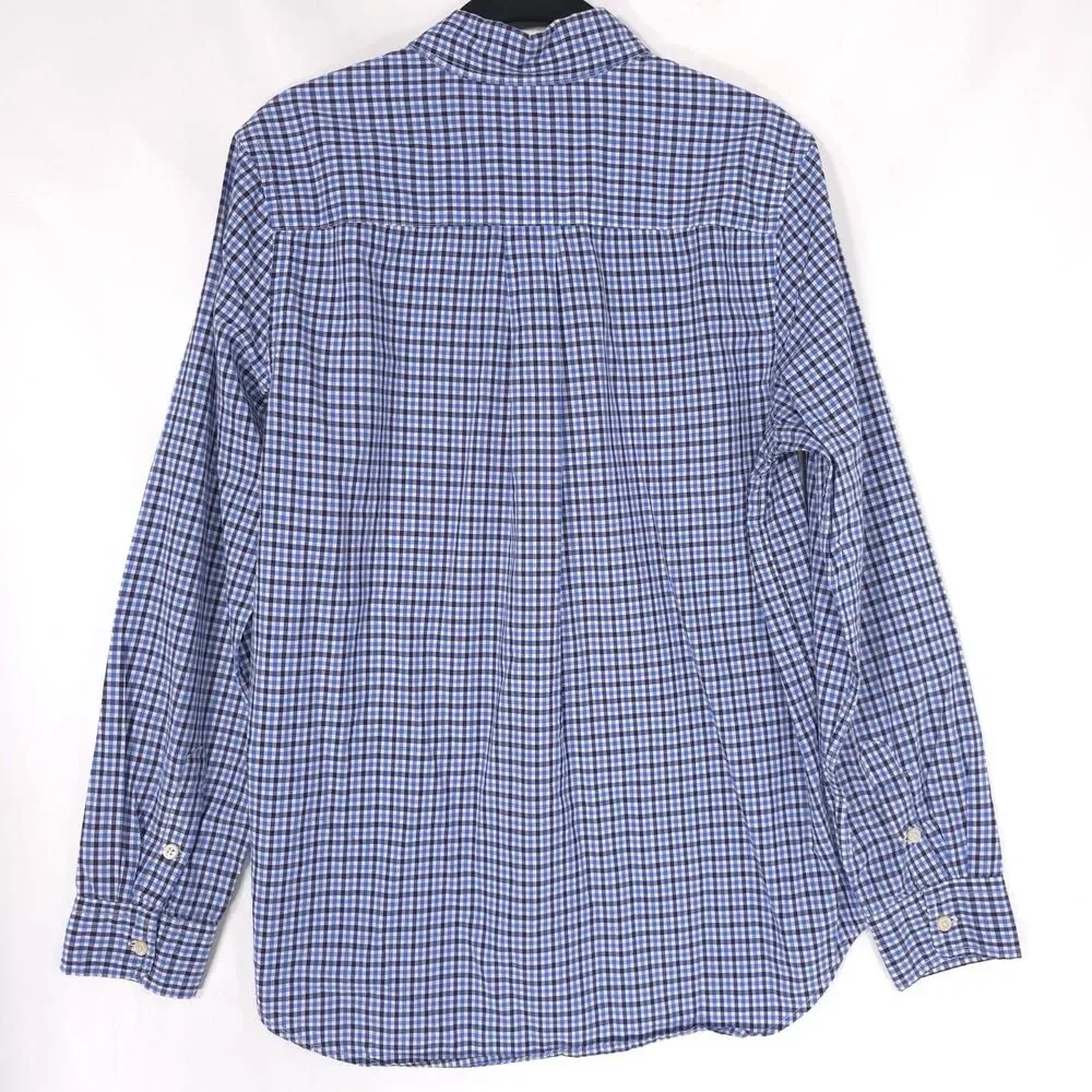 RALPH LAUREN Boys Shirt XL 18-20 Long Sleeve Multicolor Plaid Blue Check Cotton